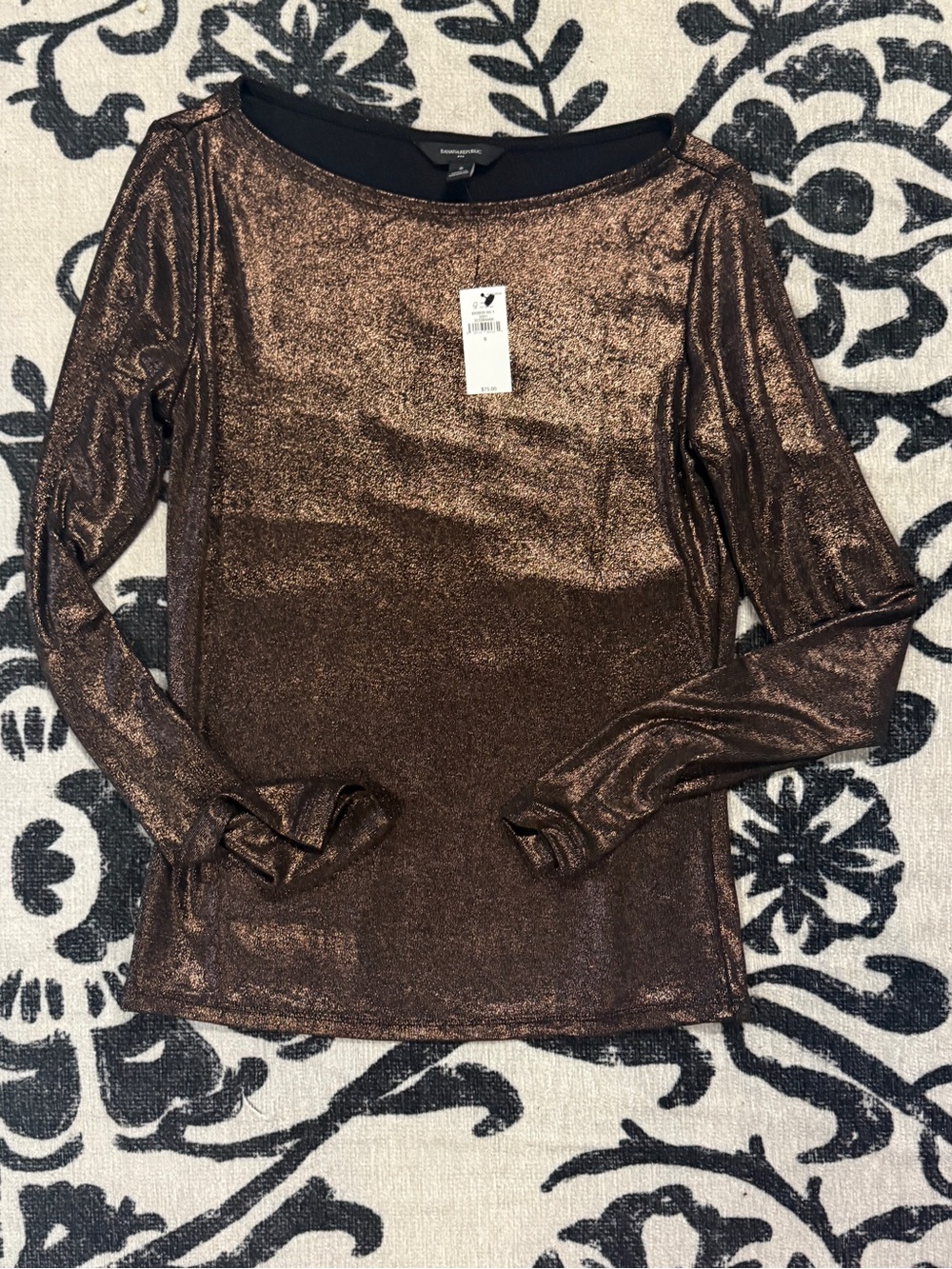 Banana Republic Metallic Bronze Long-Sleeve Tee